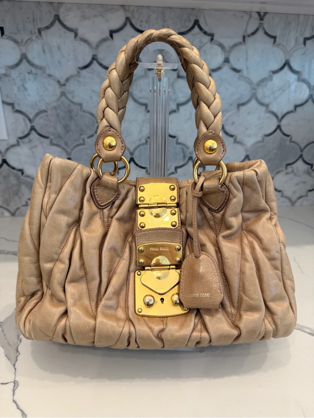 MIU MIU Braided Top Handle Bag